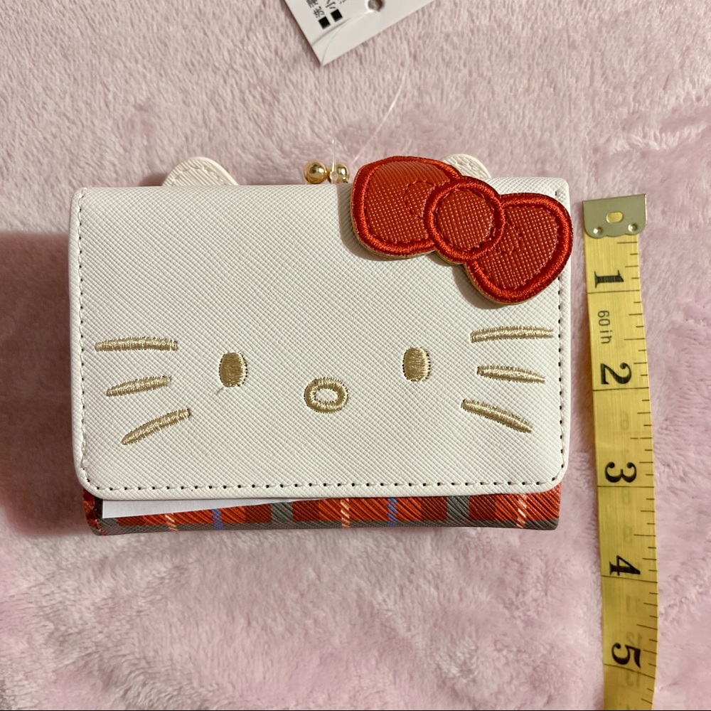 🎉2XHP!🎉 Sanrio Japan Hello Kitty Red Tartan Trifold Gamaguchi Wallet - Picture 13 of 14